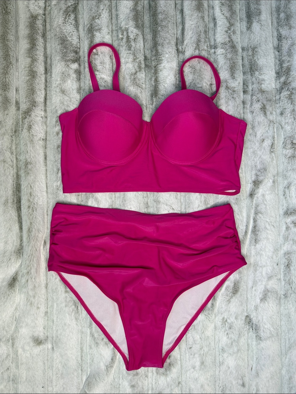 NWOT Fuchsia High-Waist Bikini Set size 2XL